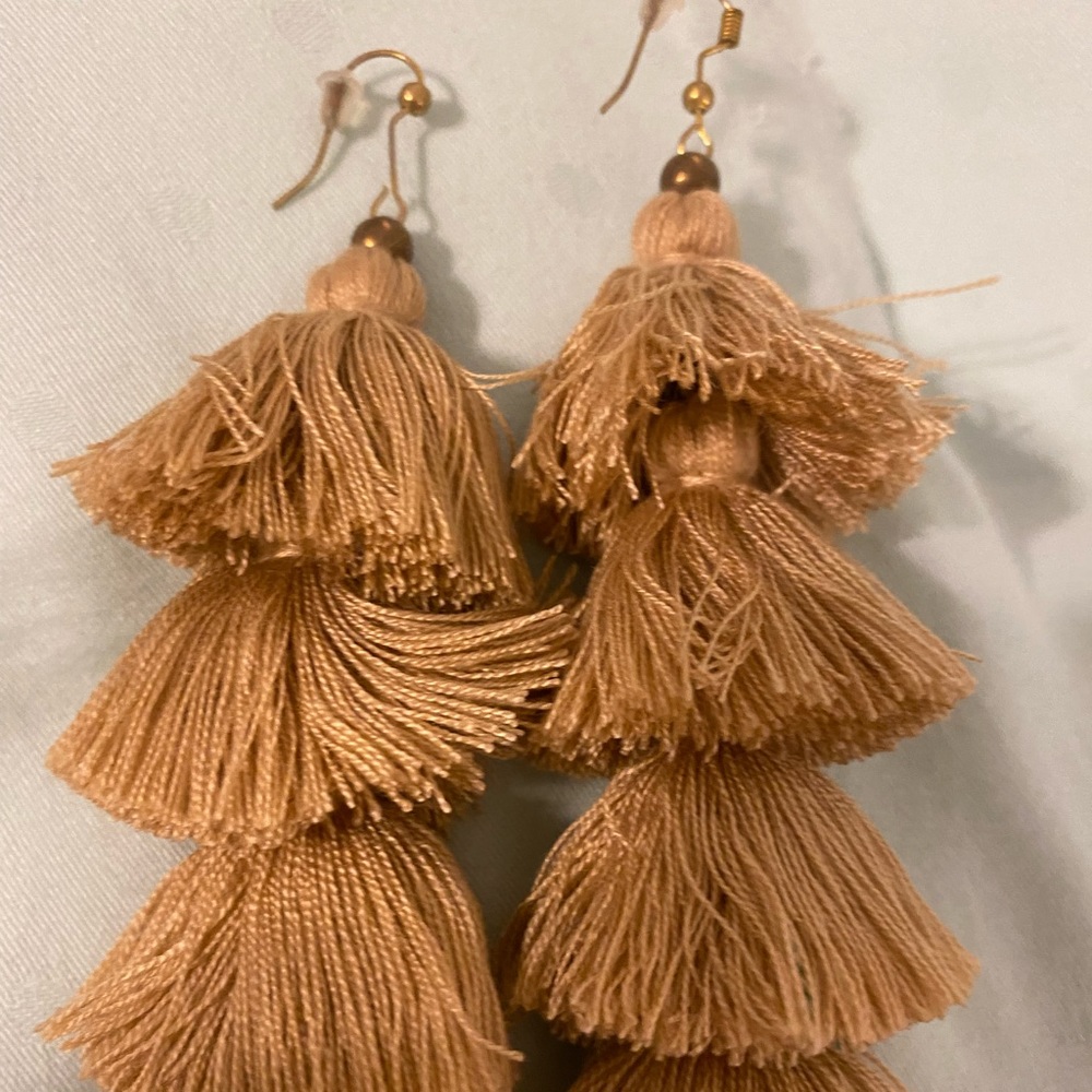 Tan tassel earrings